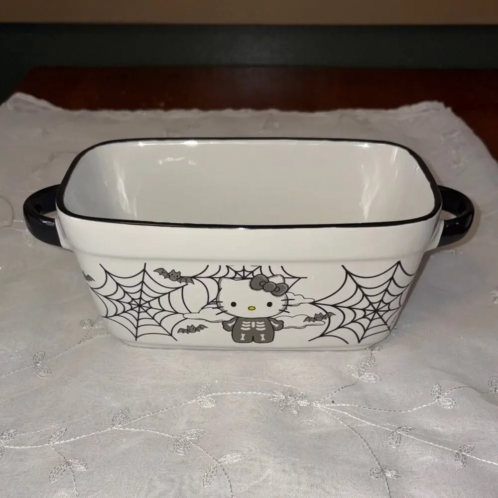 Hello Kitty Halloween Zrike Brands Baking Bread Dish Skeleton Spiderweb 10” x 4”
